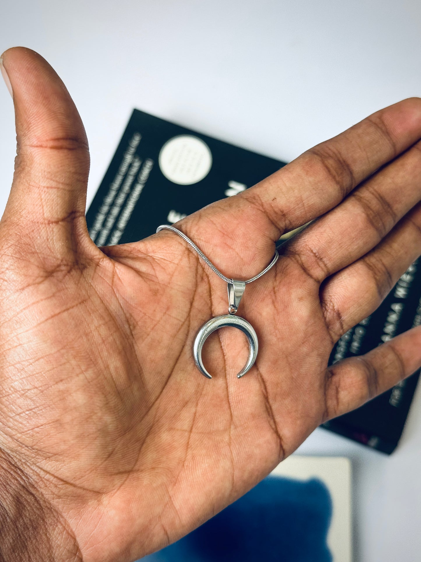 Crescent Moon Stainless steel 55 cm chain