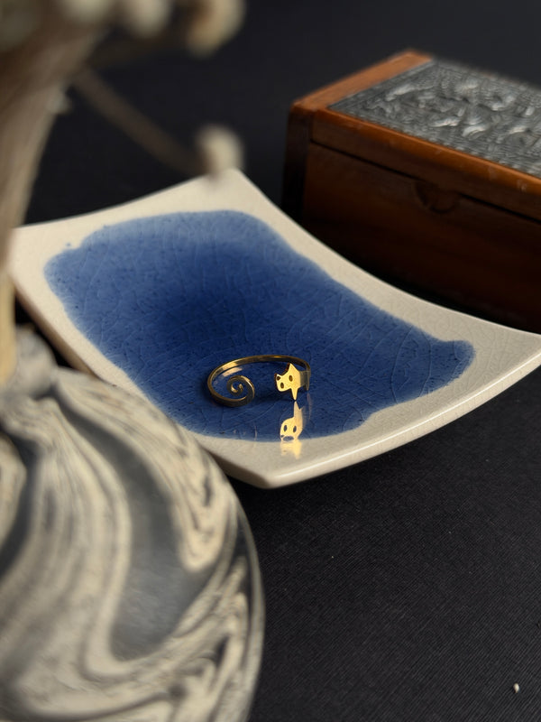 Meow 18k gold plated stainless steel ring