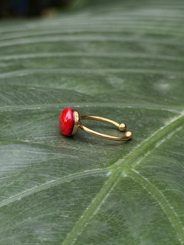 Manjaadikkuru Ring ❤️ | Red lucky seed Ring |(Adjustable /stainless steel / resin)