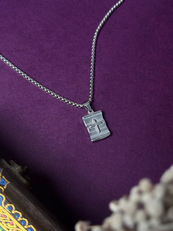 Cross double side stainless steel necklace
