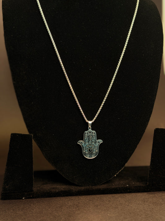 Hamsa hand medium stainless steel necklace