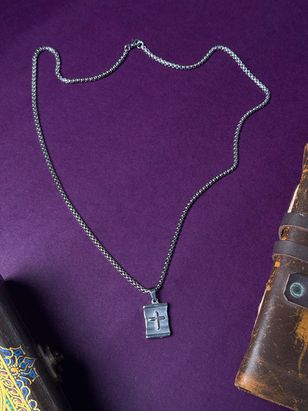 Cross double side stainless steel necklace