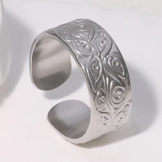 3rd eye thick stainless steel adjustable ring