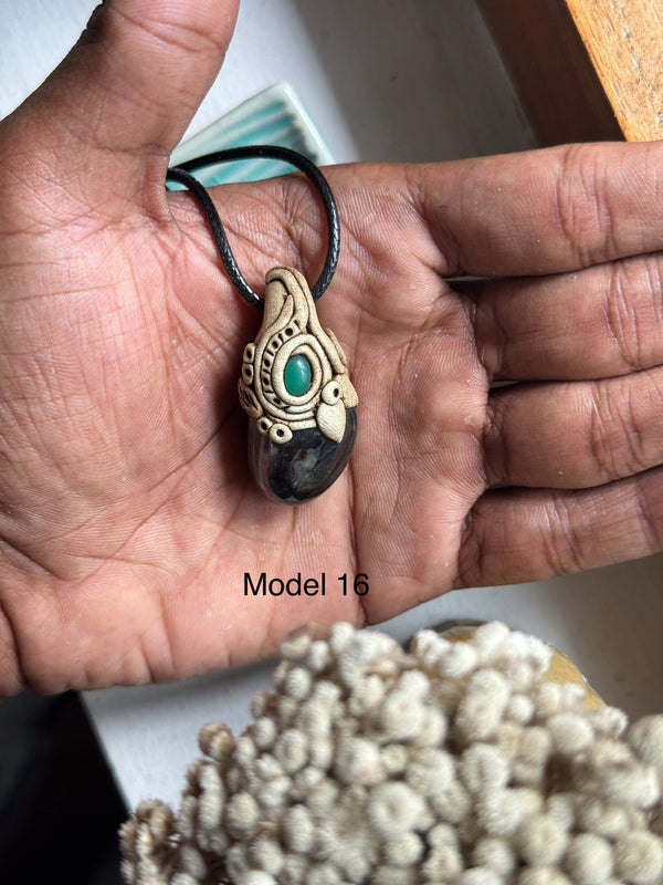 Black onyx clay necklace