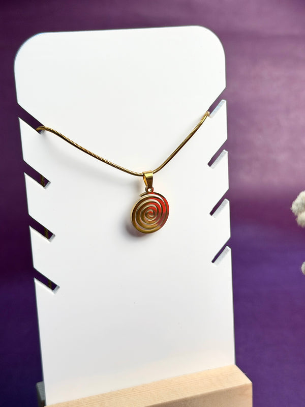 Spiral 18k gold plated stainless steel necklace