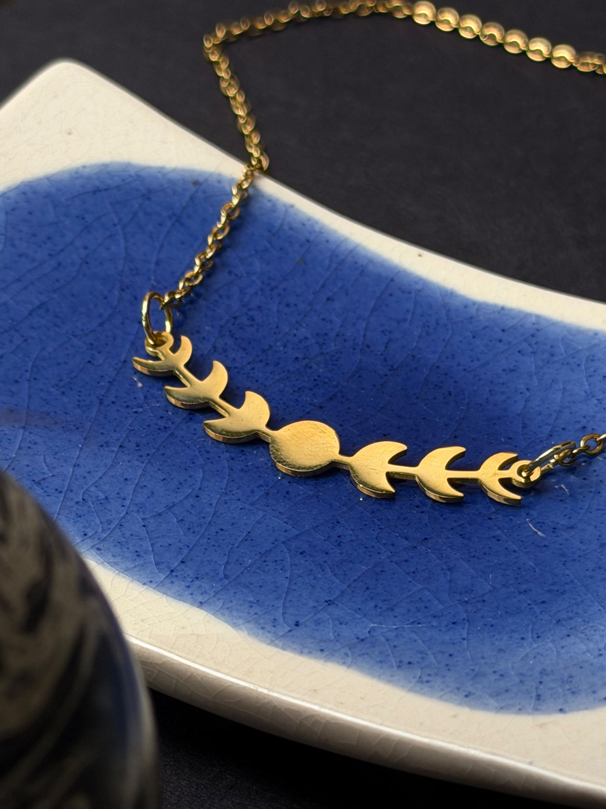 Moon Phase 18K Goldplated Stainless steel Necklace