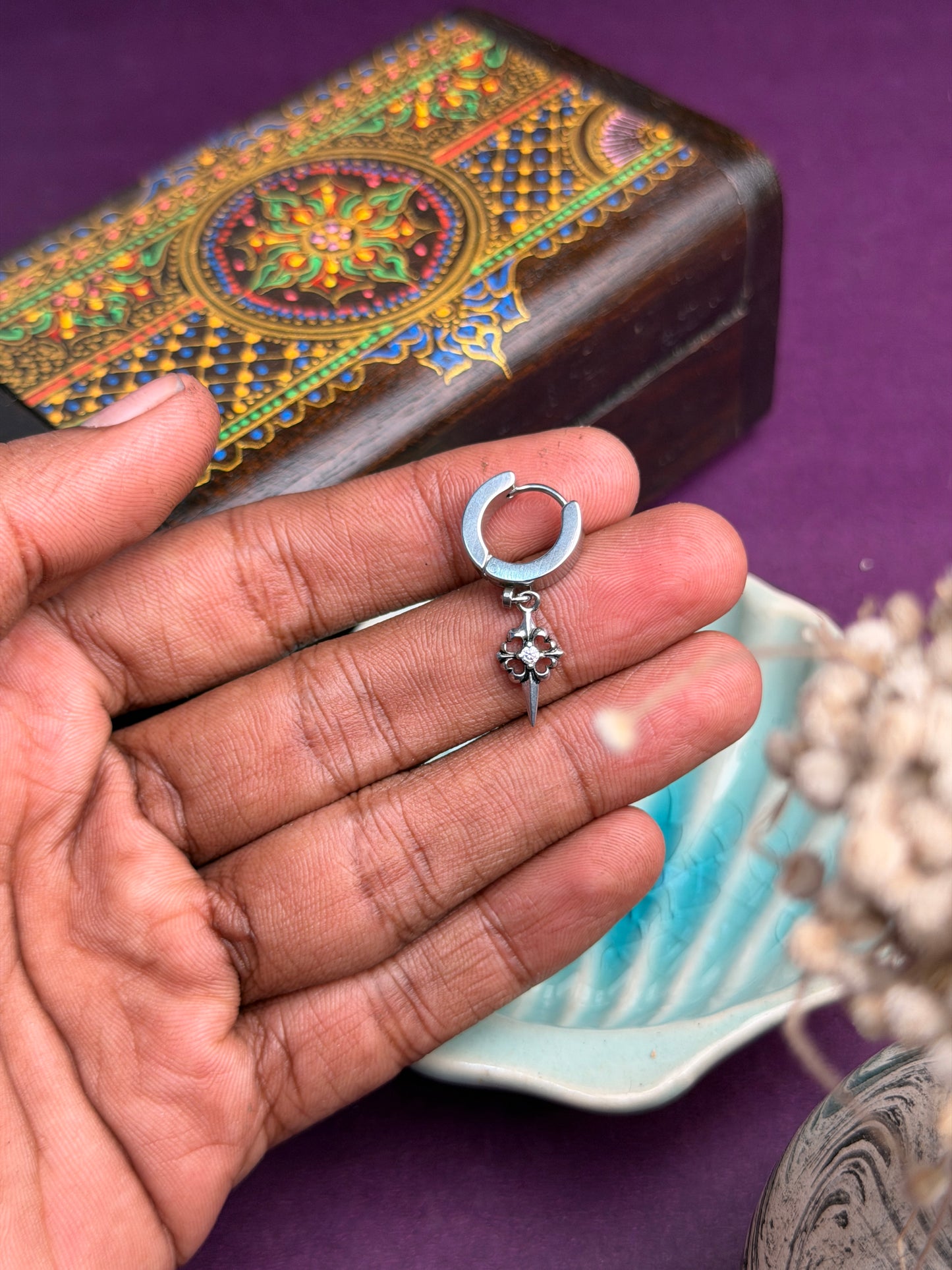 Fleur Spike Drop Huggie Earring
