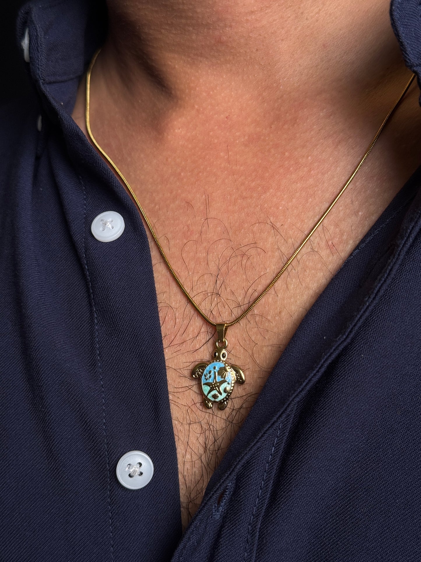 Turtle ocean theme stainless steel necklace