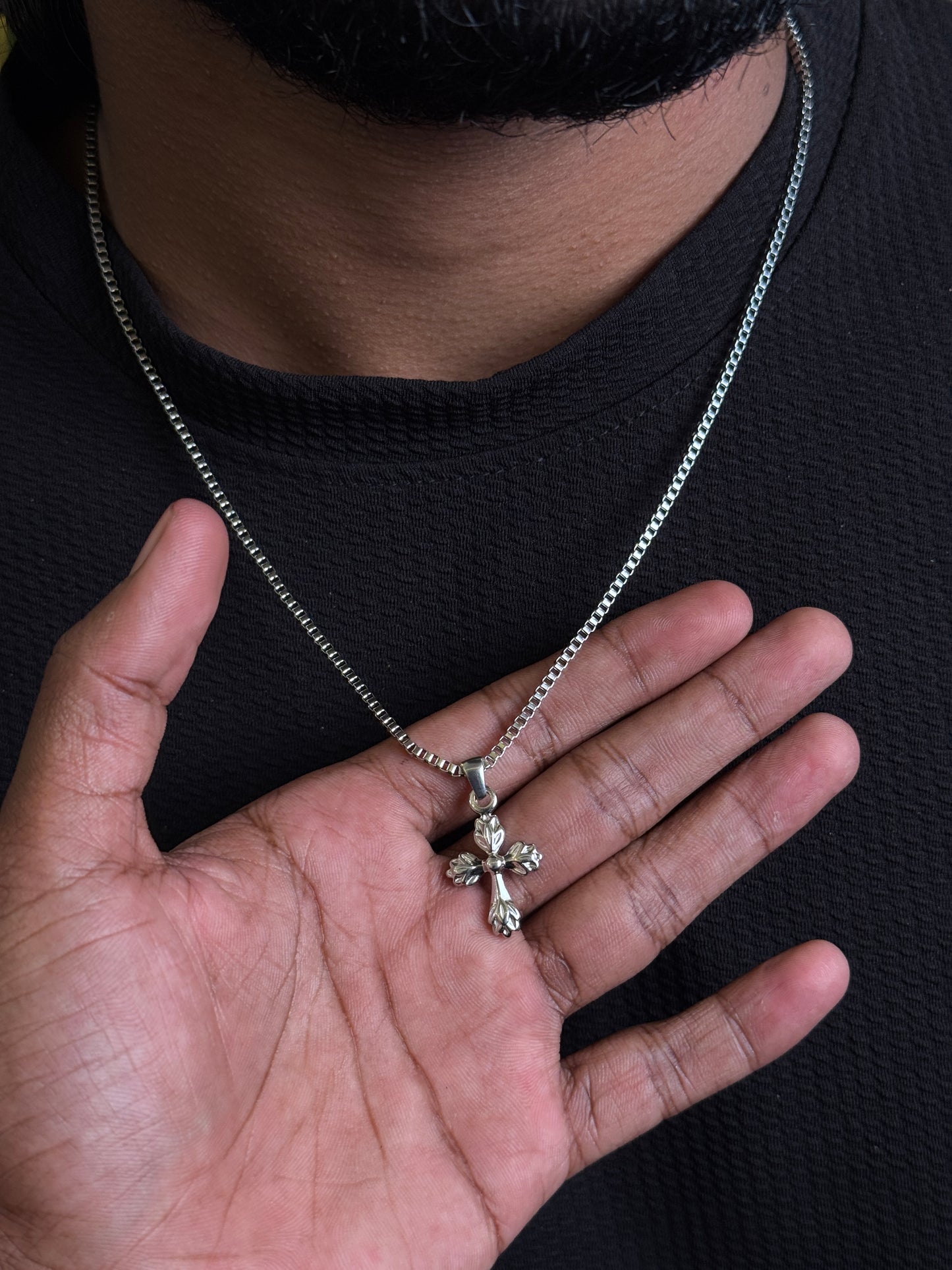 Cross stainless steel silver new necklace
