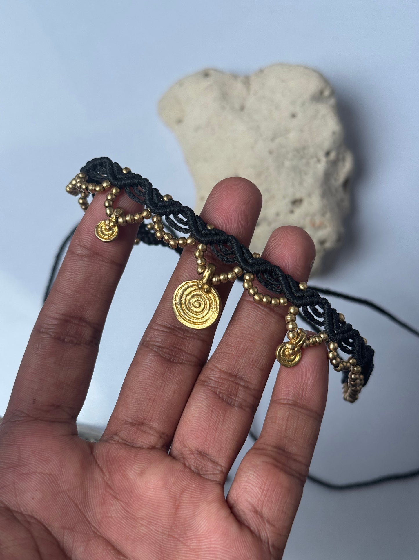 Macrame brass necklace / choker