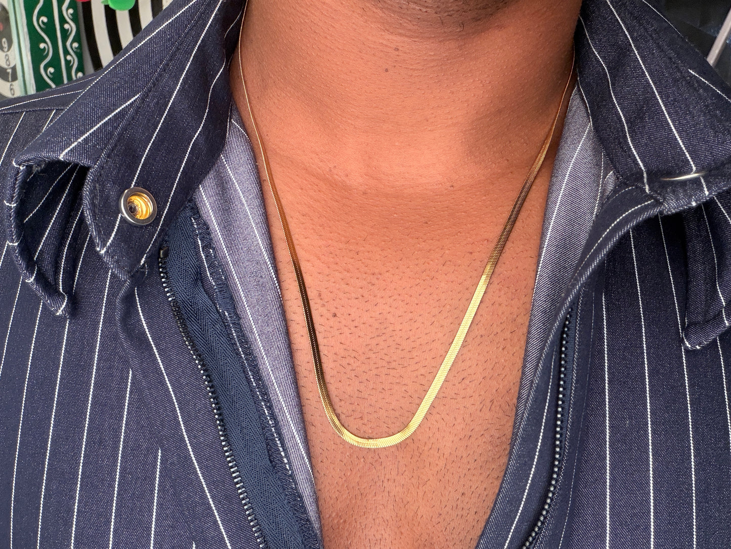 Snake stainless steel  18k gold plated chain 55 cm x 2mm