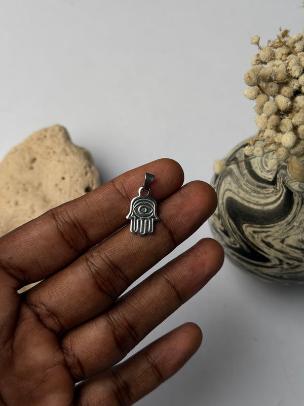 Hamsa hand  small stainless steel pendant with hook
