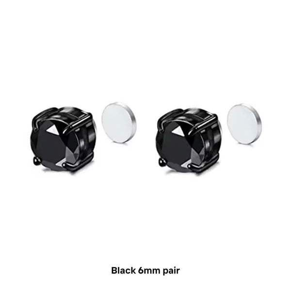 Round magnetic studs in black stone