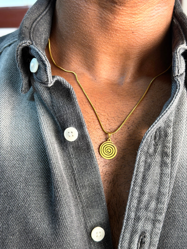 Spiral 18k gold plated stainless steel necklace