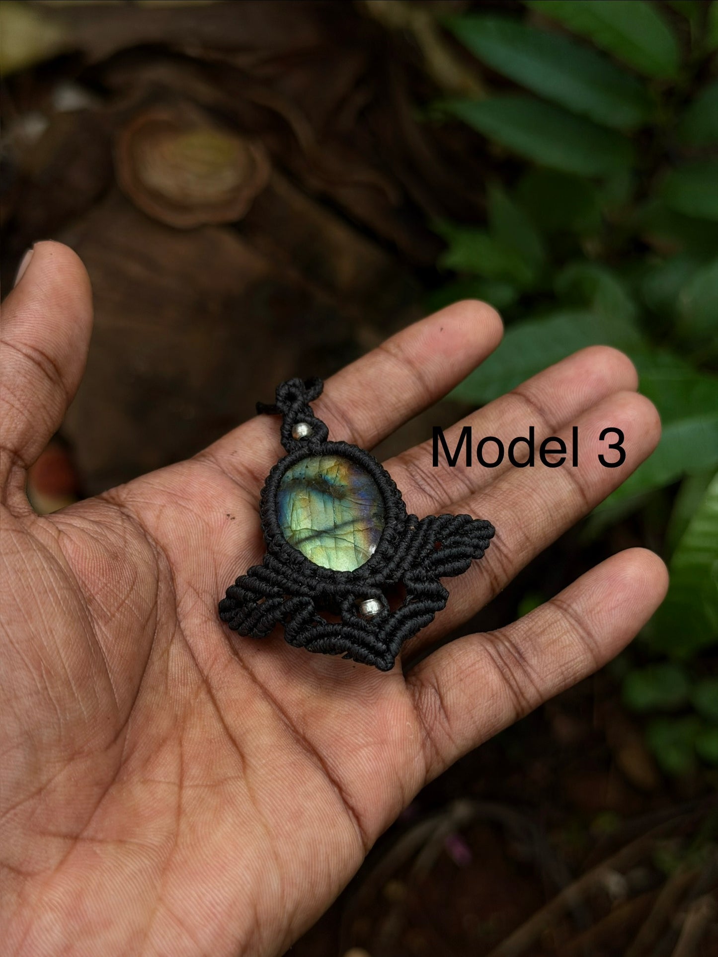 Labradorite macrame stone necklace