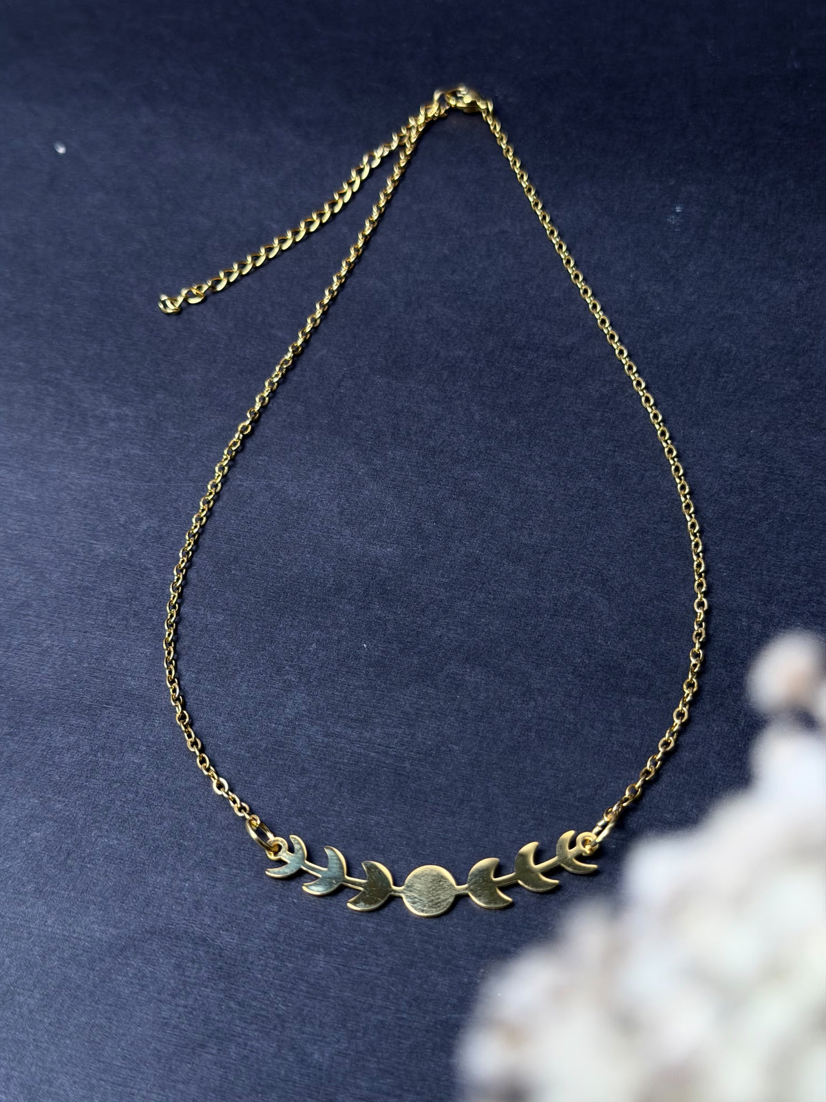 Moon Phase 18K Goldplated Stainless steel Necklace
