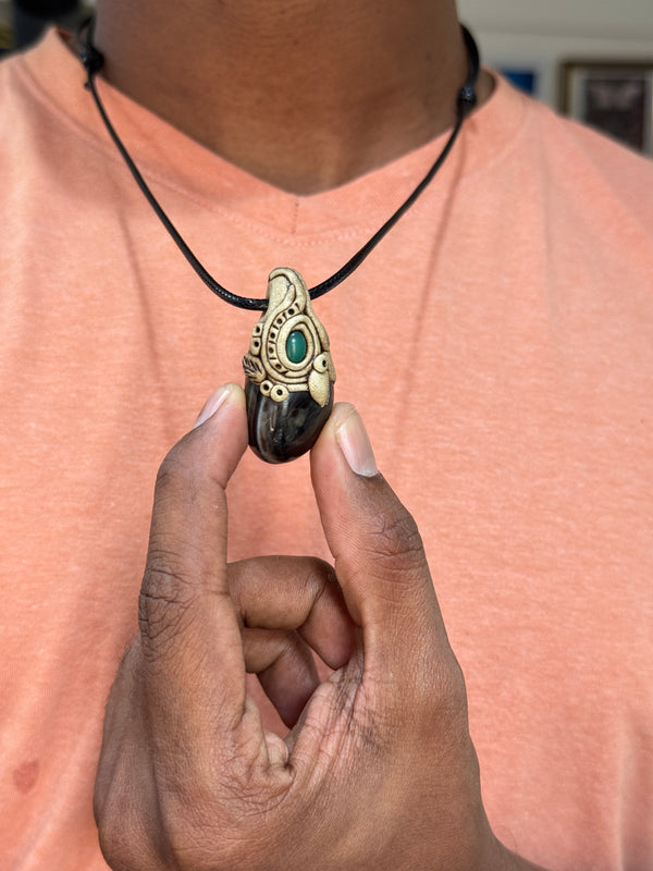Black onyx clay necklace
