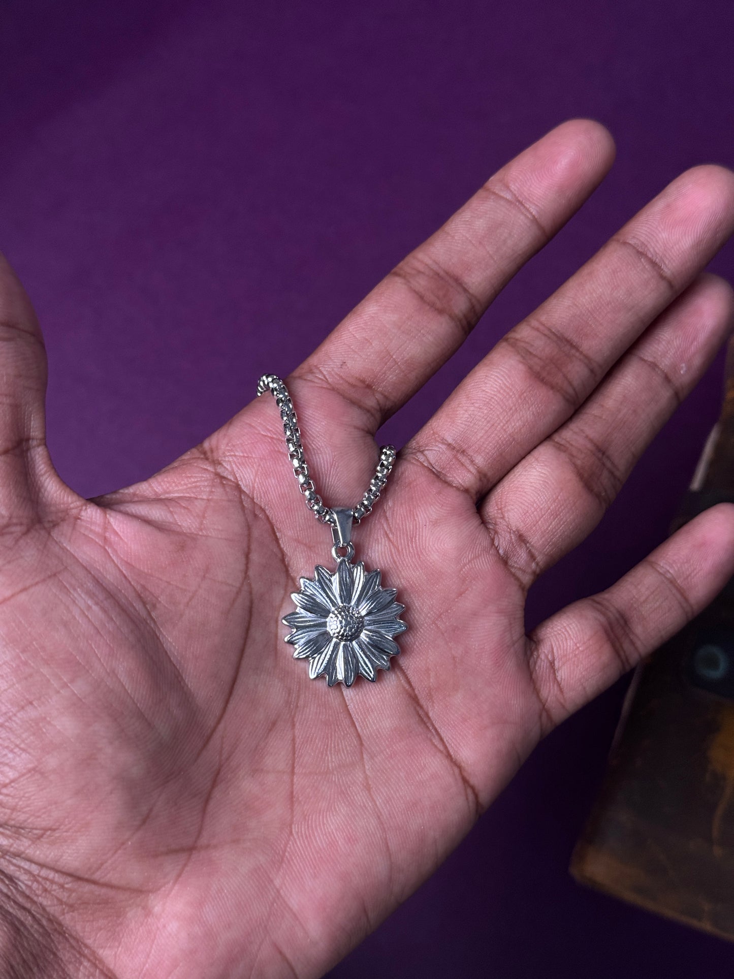 Sunflower Stainless steel silver necklace