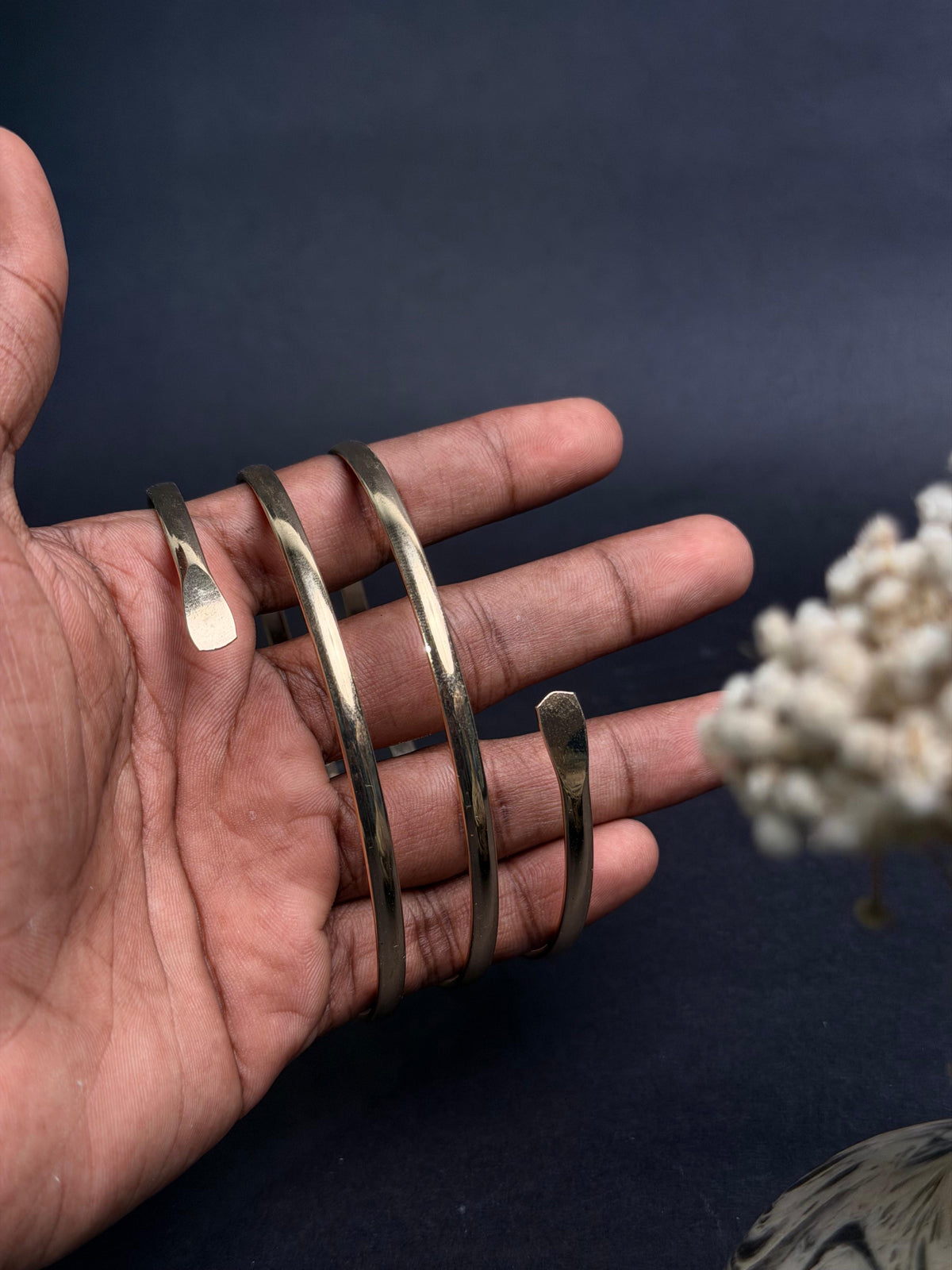Triple band Gold stainless steel arm cuff set (Adjustable).