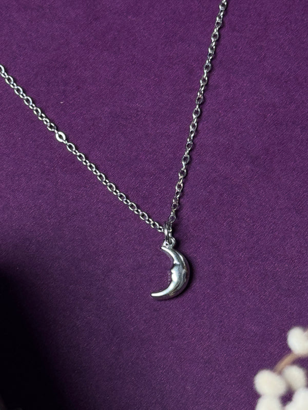 Crescent moon minimal stainless steel necklace