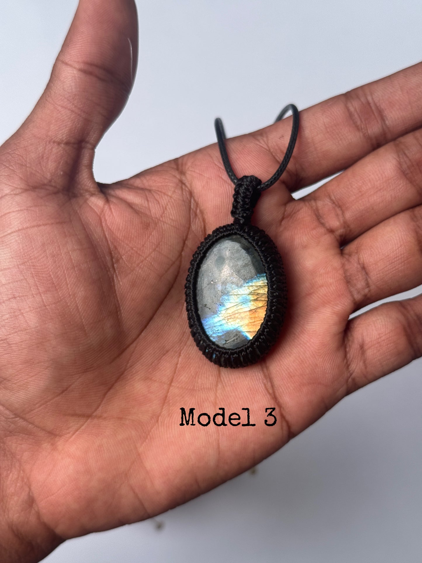 Labradorite macrame adjustable necklace