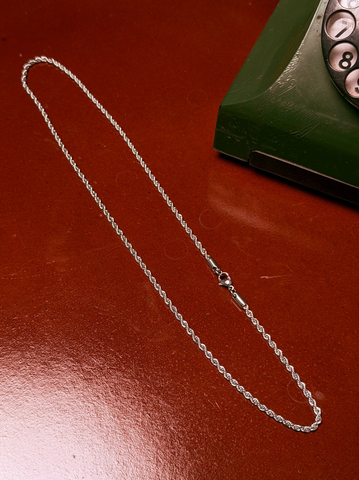 Twisted rope stainless steel silver  chain 55 cm x 2mm