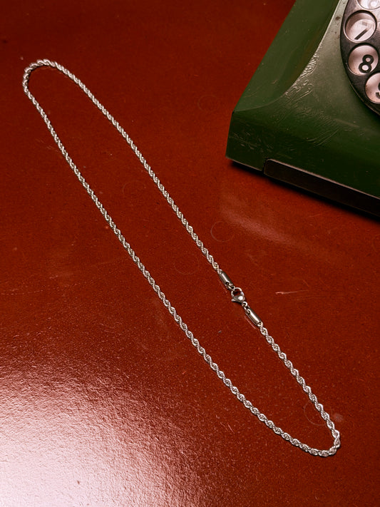Twisted rope stainless steel silver  chain 55 cm x 2mm