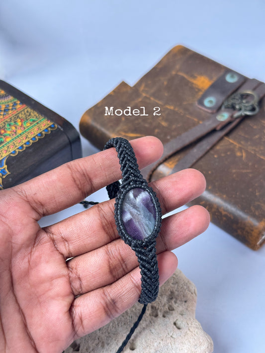 Amethyst macrame adjustable bracelet