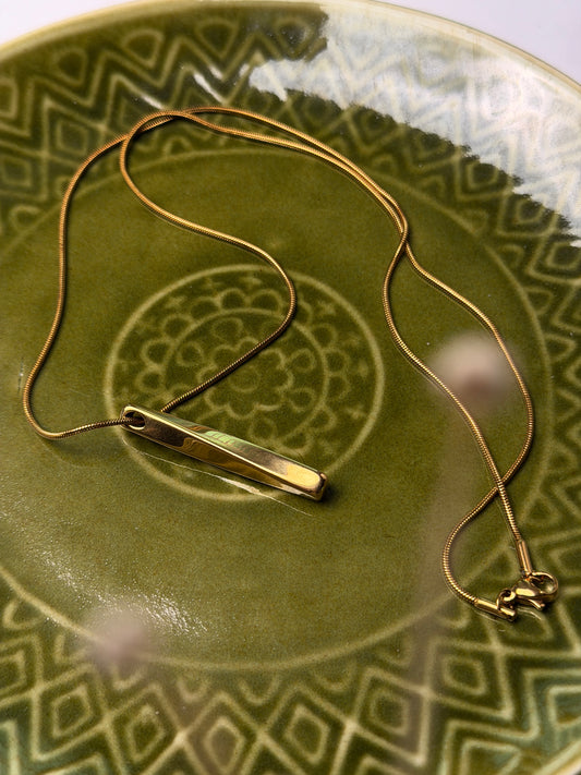 Twisted cube 18k gold plated stainless steel necklace