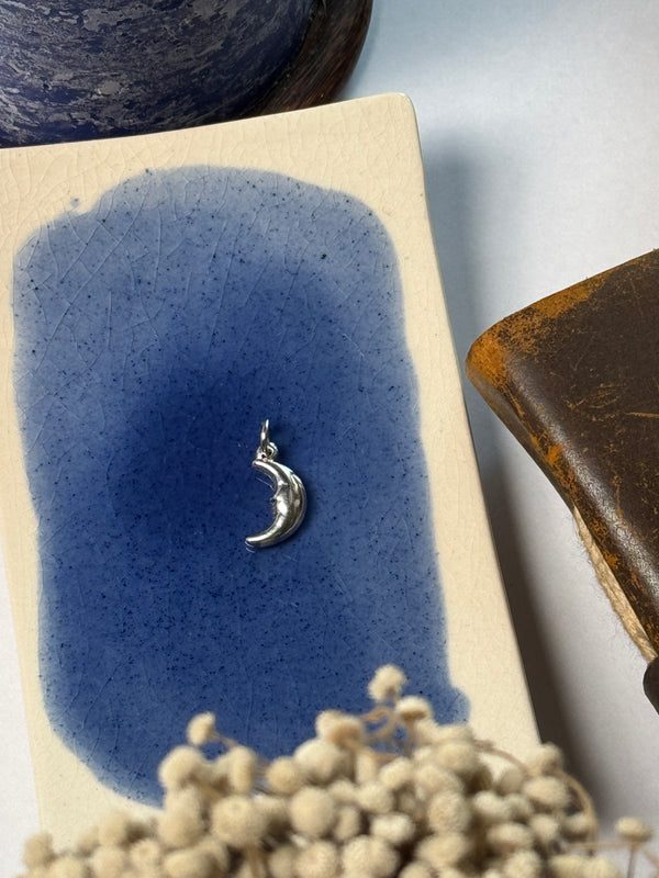 Moon stainless steel silver pendant with hook
