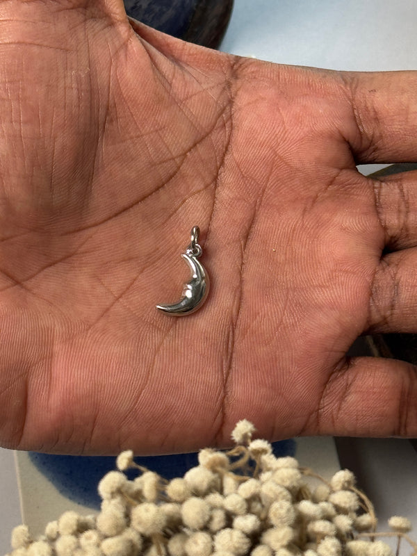 Moon stainless steel silver pendant with hook