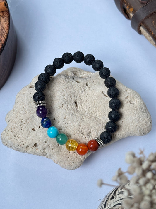 7 chakra lava natural stone bracelet