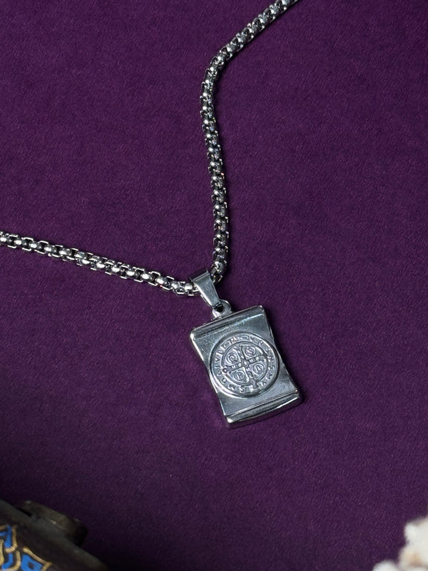 Cross double side stainless steel necklace