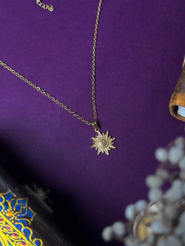 Sun 18k gold plated stainless steel necklace