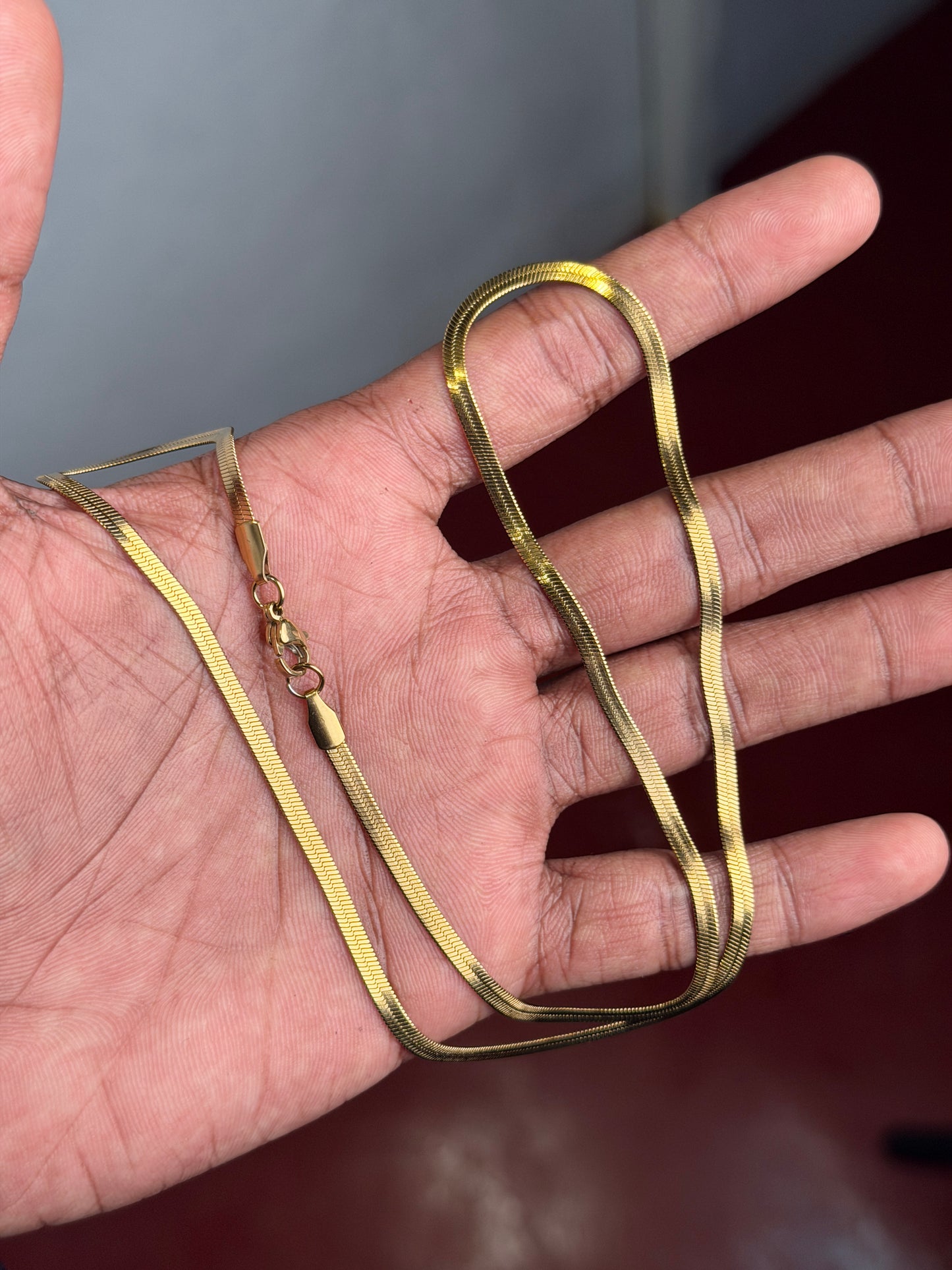 Snake stainless steel  18k gold plated chain 55 cm x 2mm