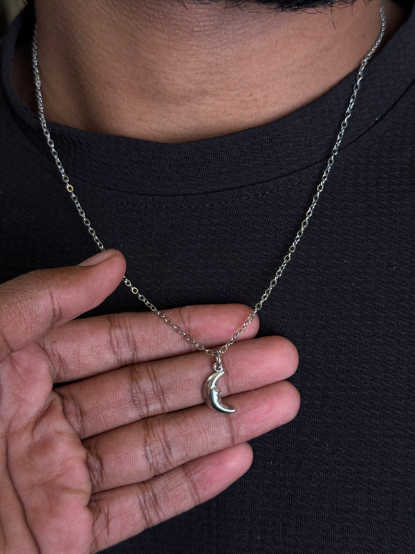 Crescent moon minimal stainless steel necklace