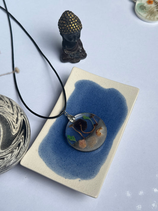 Original Mushroom round handmade resin necklace