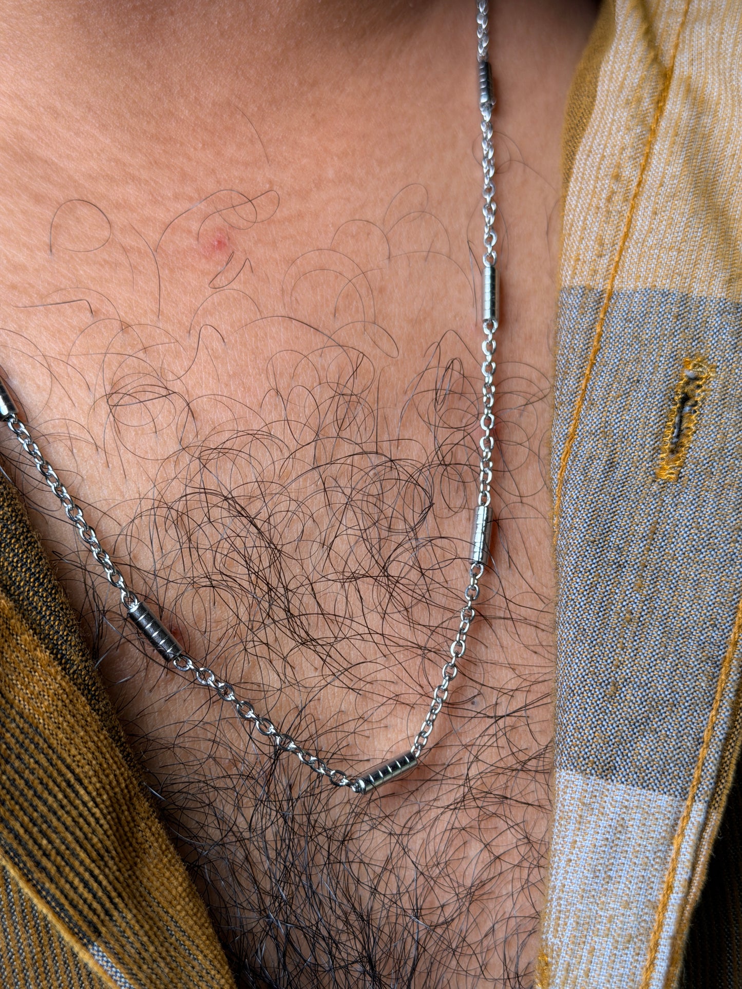 Mixed pattern  stainless steel silver  chain 55 cm