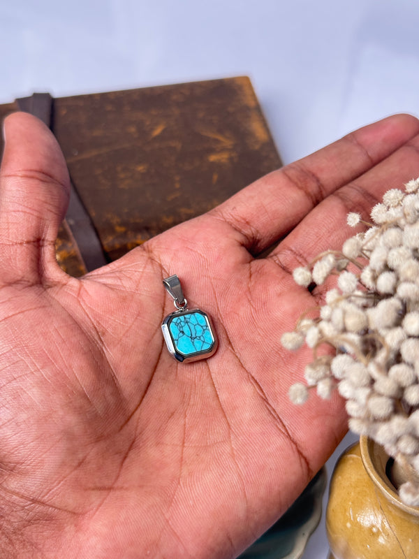 Turquoise shade  silver stainless steel pendant