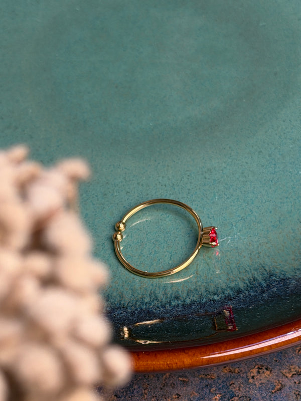 18k gold plated adjustable heart shape zircon stone ring