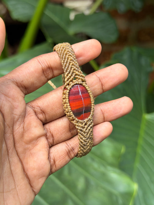 Tiger eye stone macrame adjustable bracelet