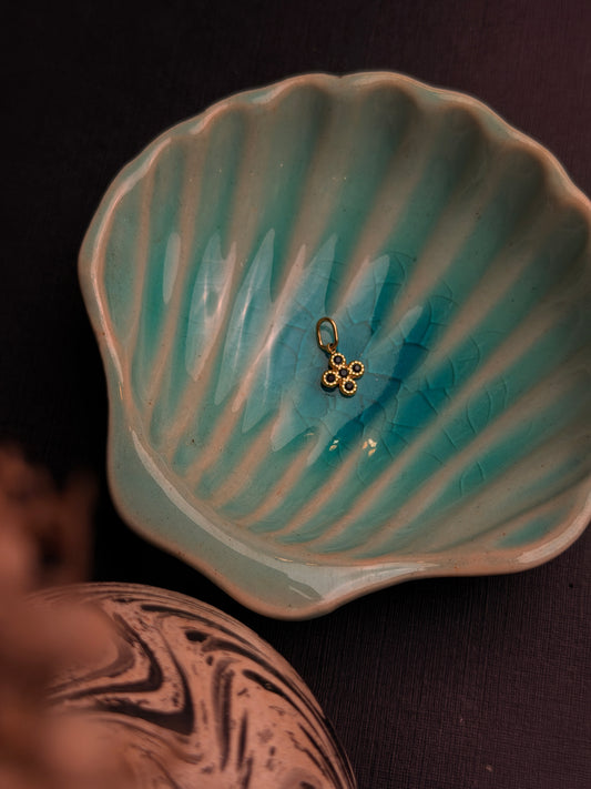 Tiny black stone trio pendant