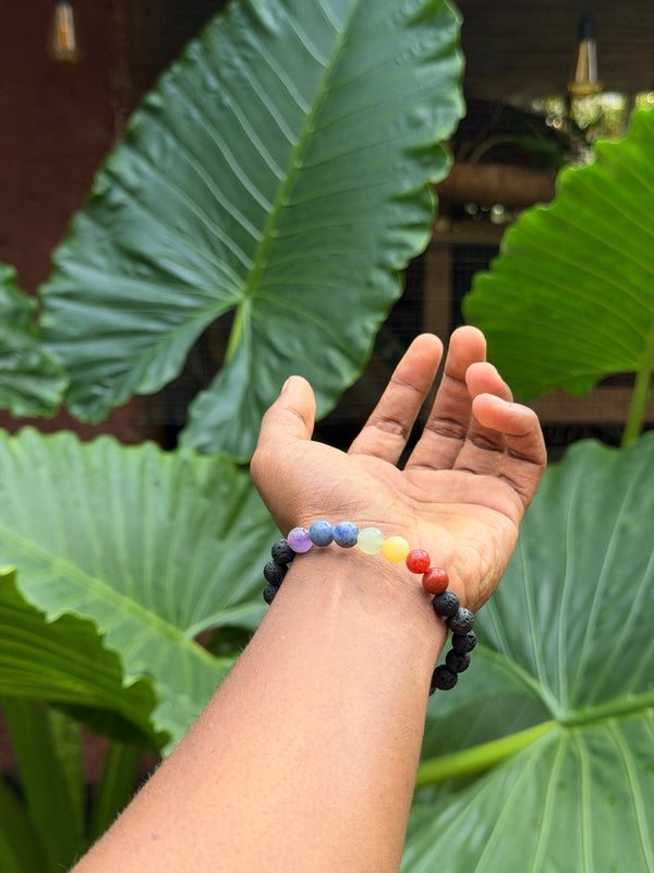 7 chakra lava natural stone bracelet