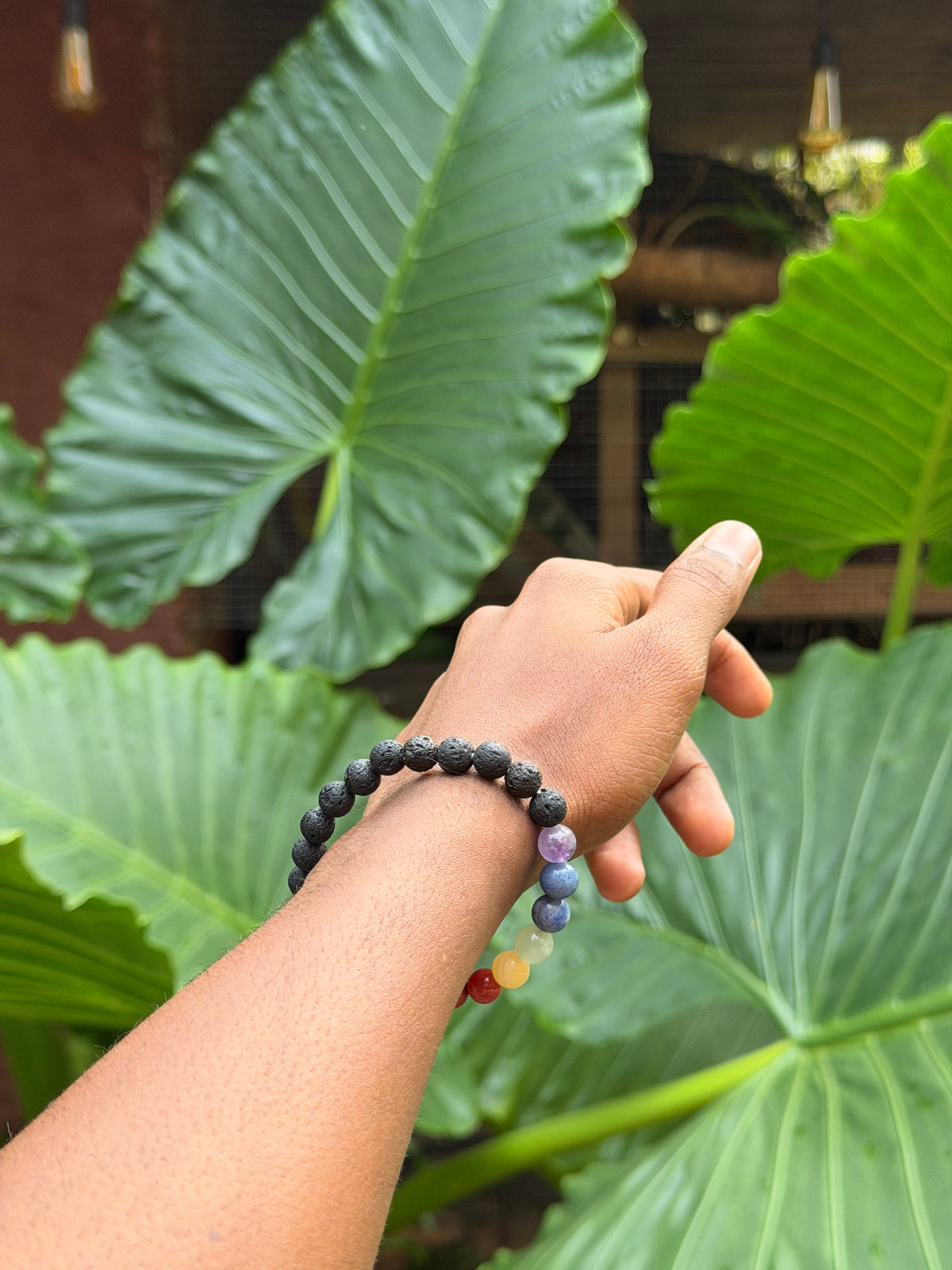 7 chakra lava natural stone bracelet