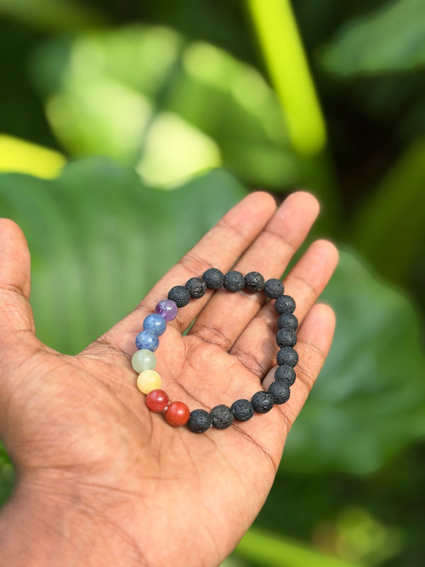 7 chakra lava natural stone bracelet