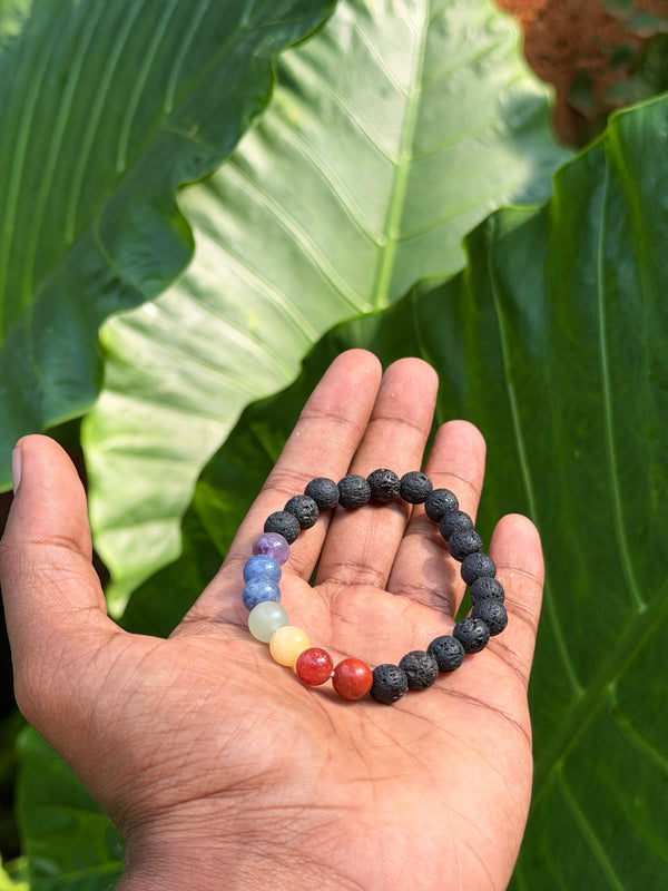 7 chakra lava natural stone bracelet