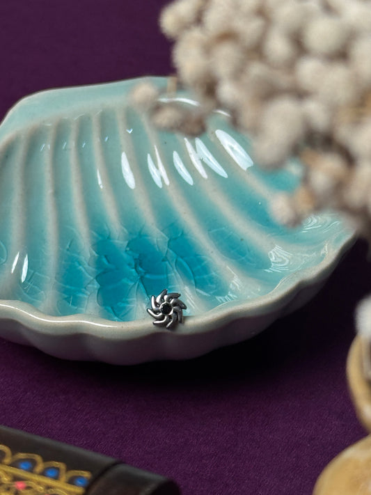 Sun black stone minimal stud