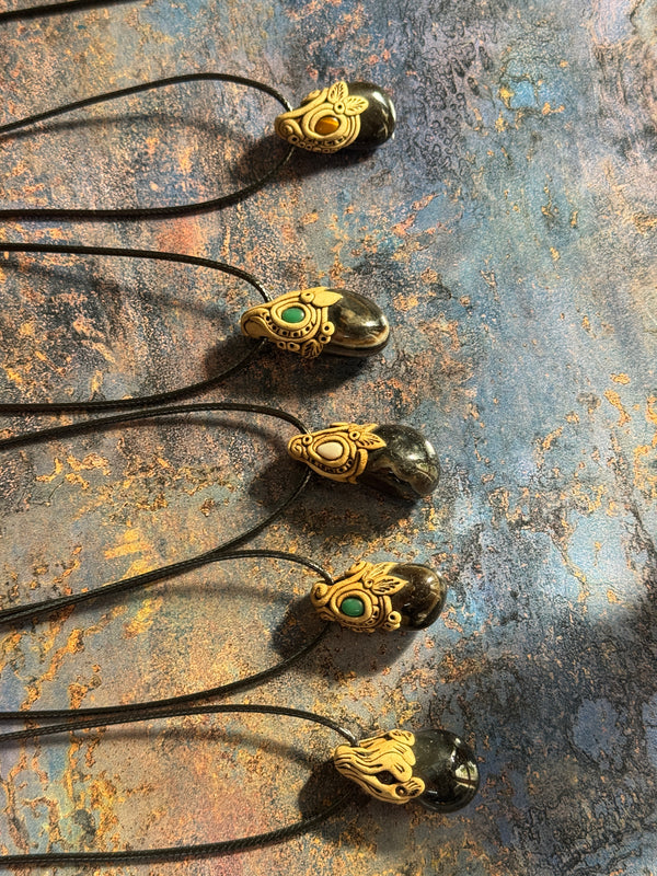 Black onyx clay necklace