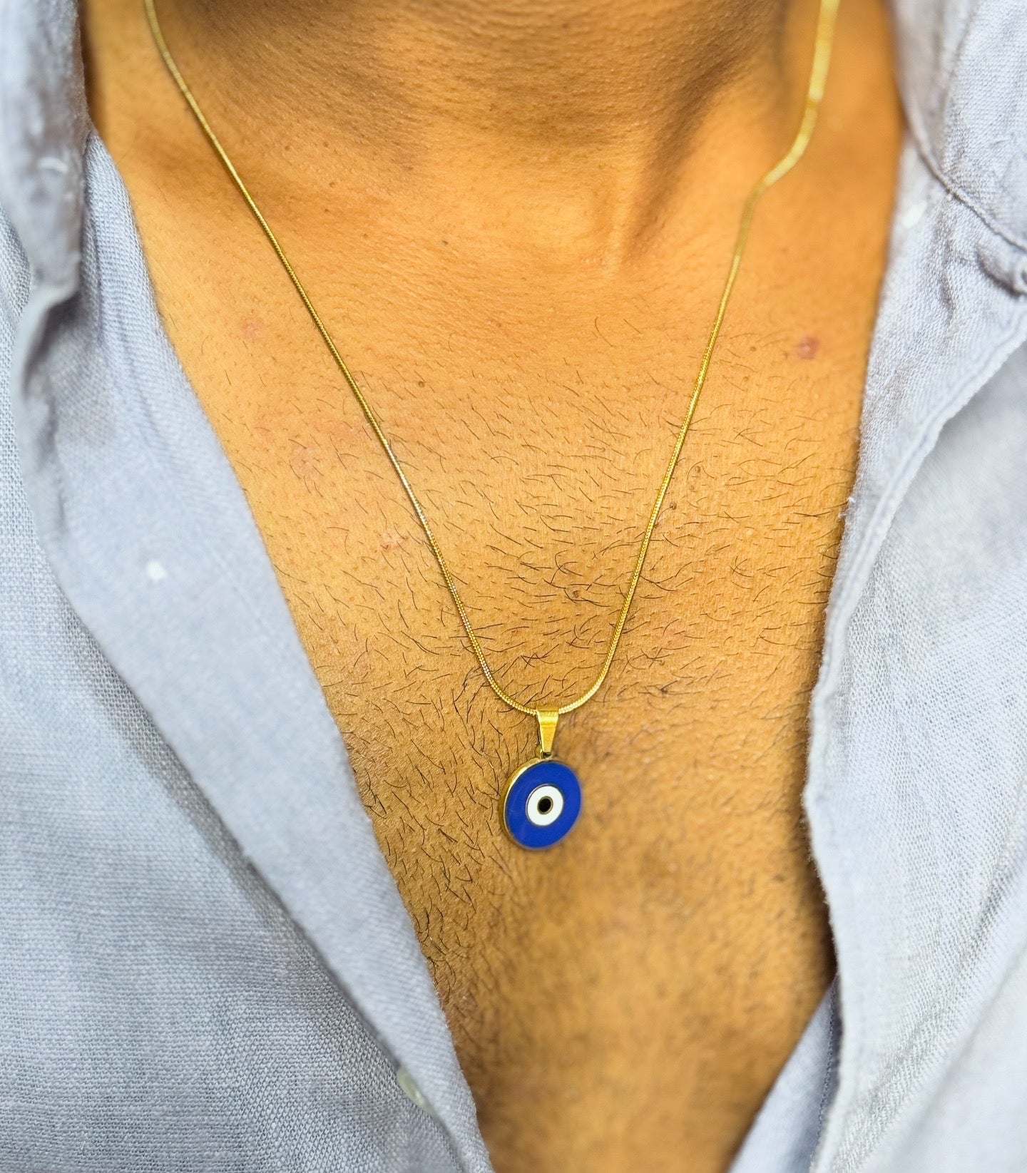 Evil eye 18k gold-plated stainless steel 55 cm necklace