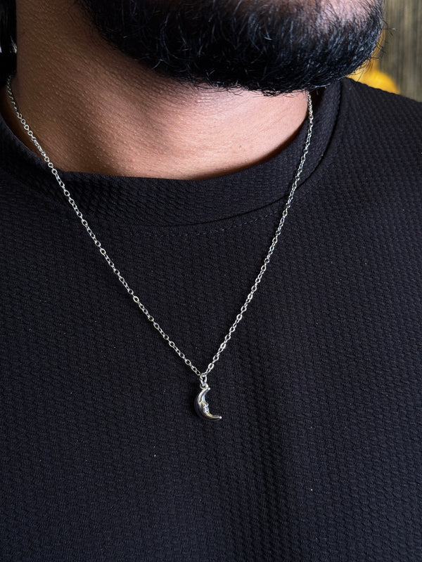 Crescent moon minimal stainless steel necklace